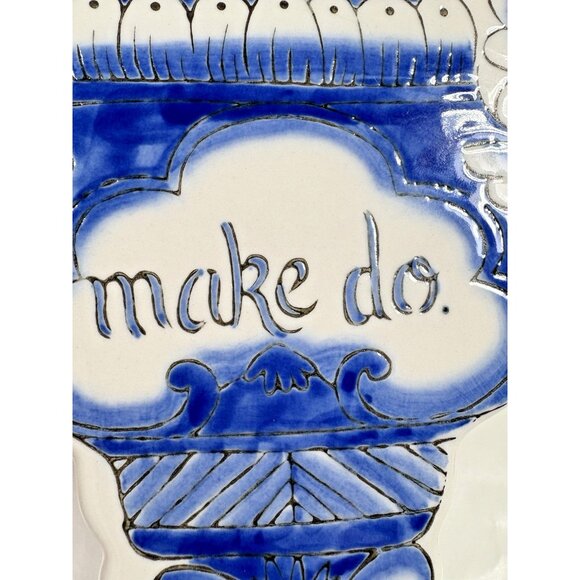 Molly Hatch Anthropologie Make Do Blue White Ceramic Vase Urn - Picture 6 of 11